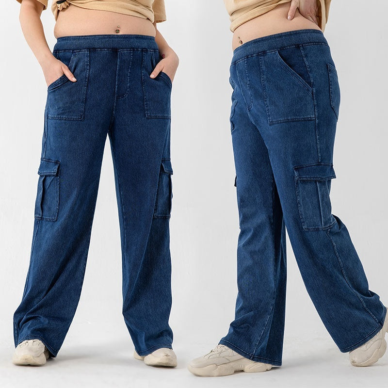 High-Waist Stretch Sports Casual Pants with Double Pockets