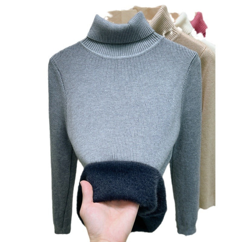 Fleece-Lined Thickened Turtleneck Sweater for Autumn and Winter – Slim Fit and Warm