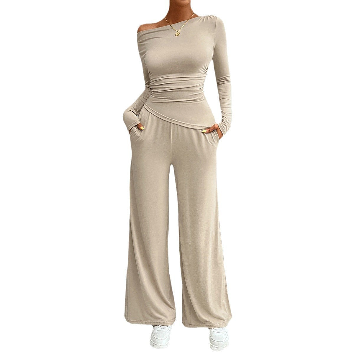 Women's Fashionable Fitted Long Sleeve Top and Pants Suit