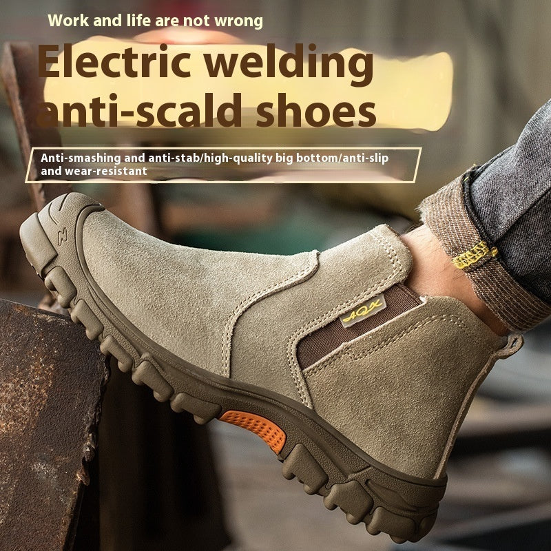 Lightweight Welding Construction Work Shoes - Steel Toe and Shoelace Design