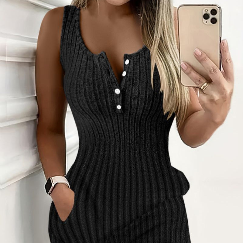 Women's Sunken Stripe Slim Fit Dress