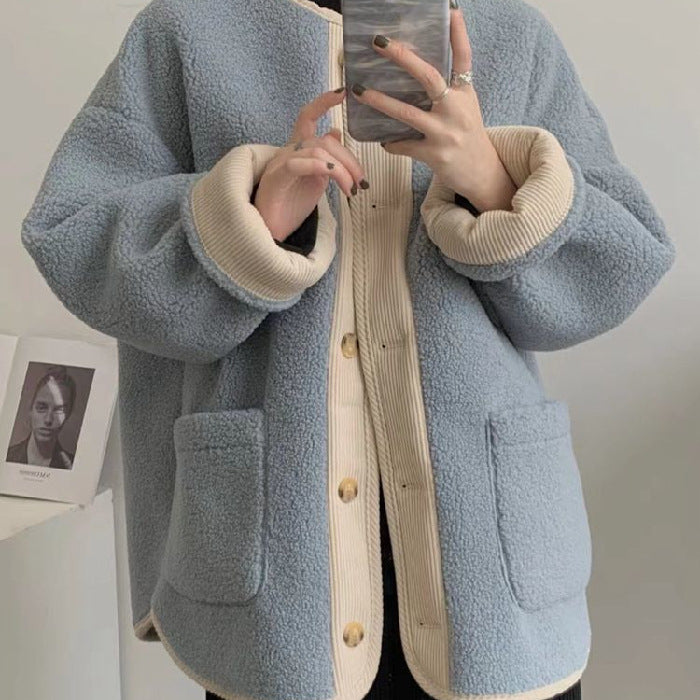 Vintage Wool Coat for Women Winter Loose Fit Casual Thickened