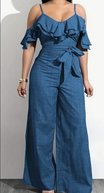 Women's Casual Loose-Fitting Solid Color Jumpsuit