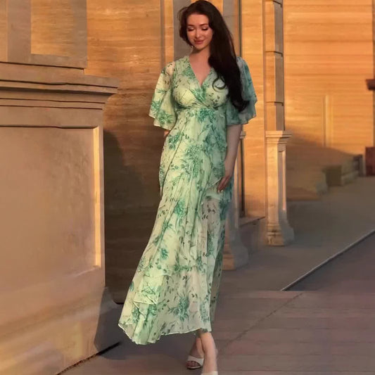 Soft Fresh And Short Sleeve Floral Dress