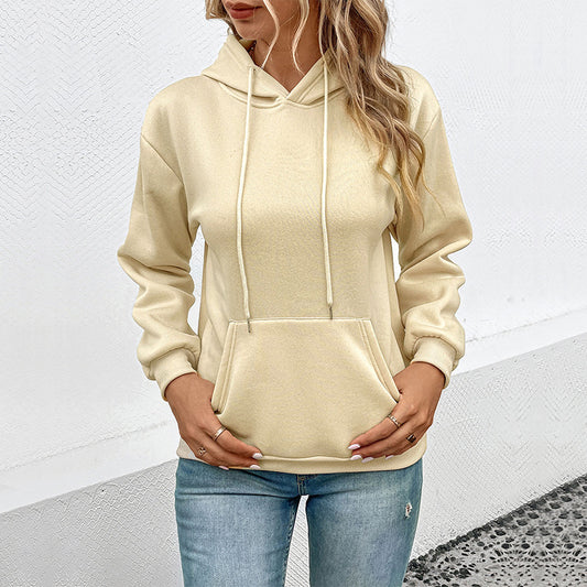 Cross-border Long Sleeve Solid Color Hoodie