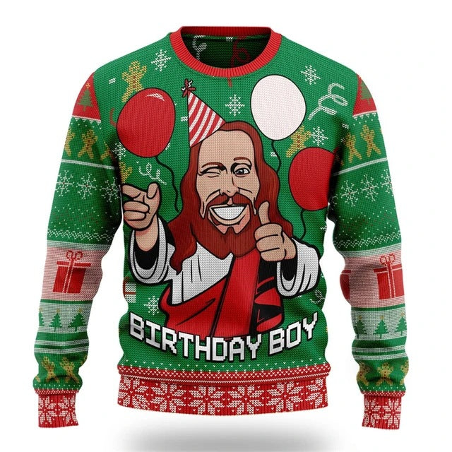 Ugly Christmas Sweater Men Women Funny Cartoon Santa Graphics Crewneck Sweatshirt Top