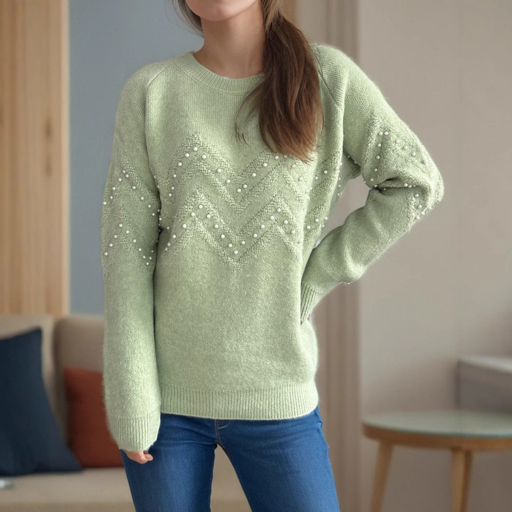 European and American Style Crew Neck Casual Long-Sleeved Sweater