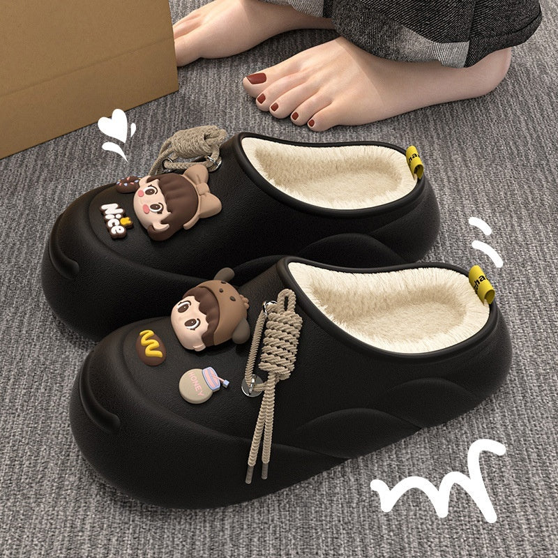 Winter Soft Bottom Cartoon Waterproof Cotton Slippers