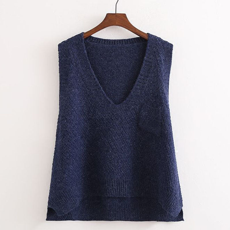 Women's Knitted Vest – Plus Size Sleeveless Sweater Waistcoat for Spring and Autumn Outerwear