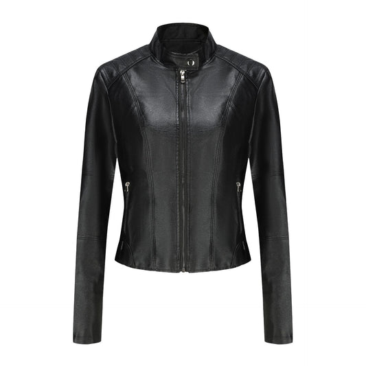 Women's Short Slim-Fit Leather Jacket