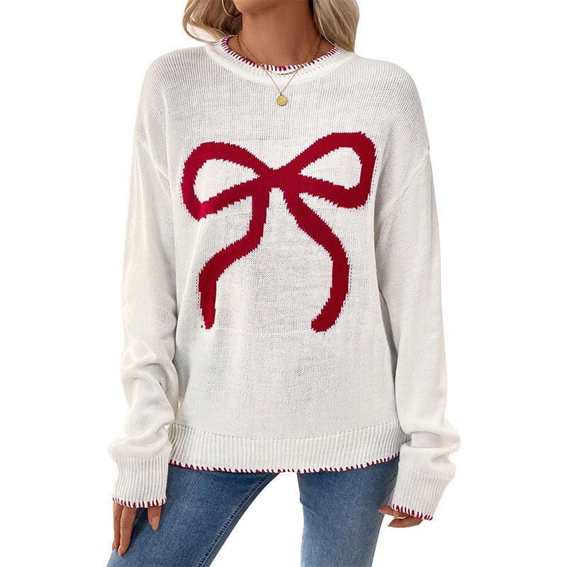 Loose-Fit Round Neck Long Sleeve Christmas Sweater