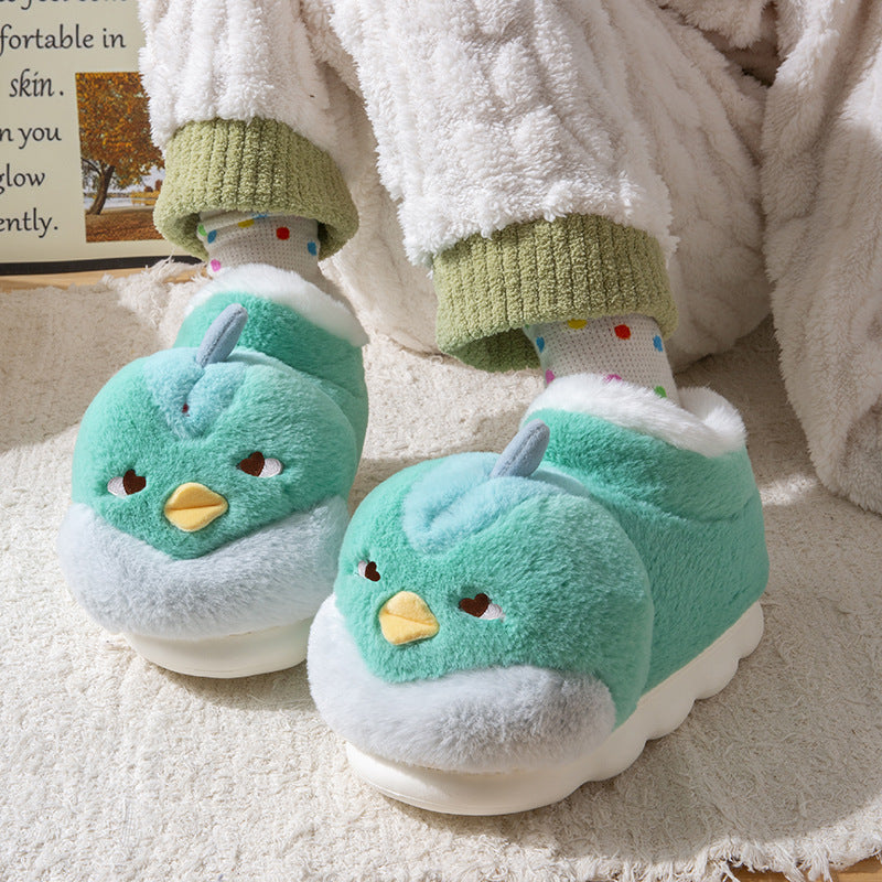 Indoor Non-Slip Thick-Soled Furry Cotton-Padded Shoes with Velvet Lining