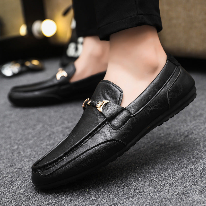 Summer Breathable Versatile Slip-on Lazy Casual British Leather Shoes