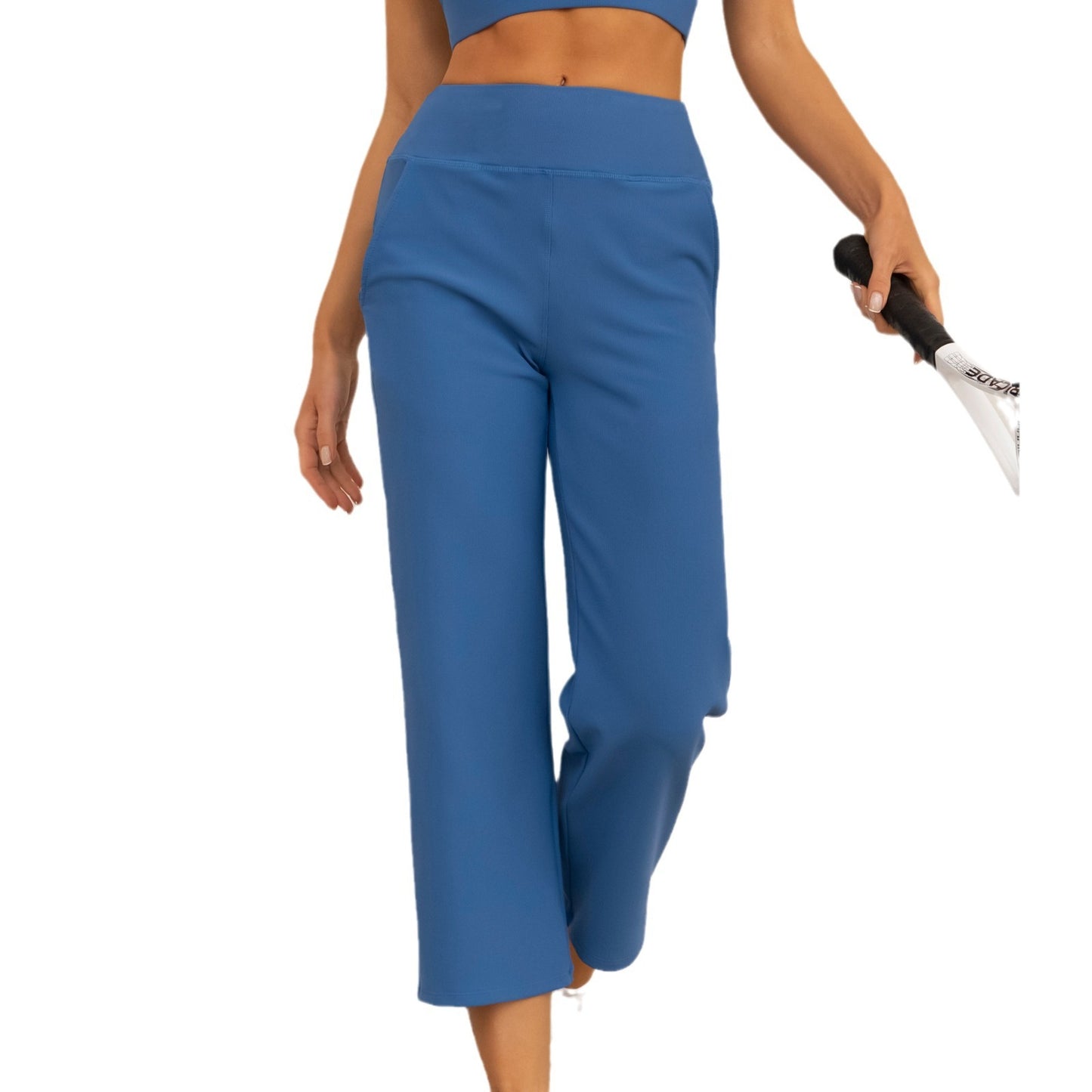 High-Waist Yoga Wide-Leg Pants – Straight Casual Trousers