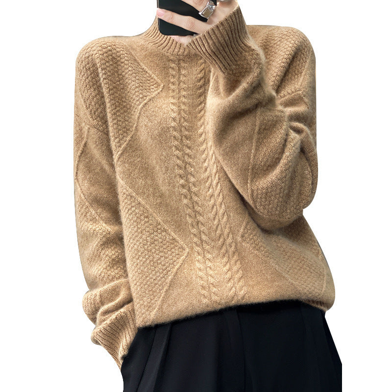 Thickened Half-High Collar Knitted Loose Pullover Soft & Cozy Sweater