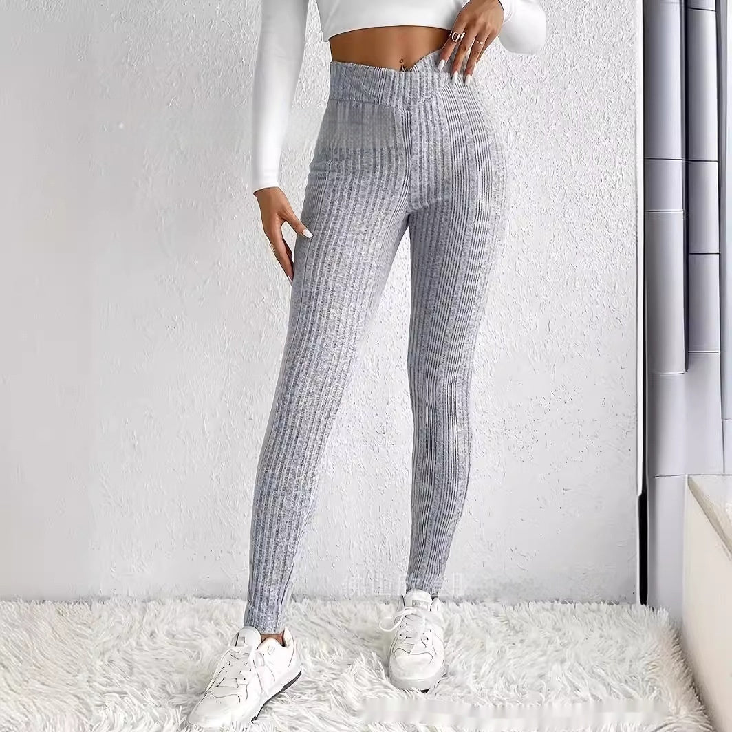 Slim-Fit Solid Color Bottoming Trousers