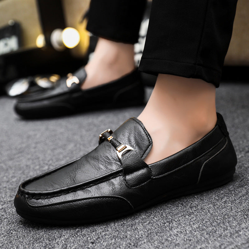 Summer Breathable Versatile Slip-on Lazy Casual British Leather Shoes