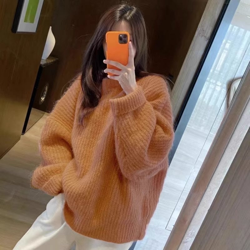 Top Loose and Lazy Style Soft Glutinous Sweet Knitted Sweater