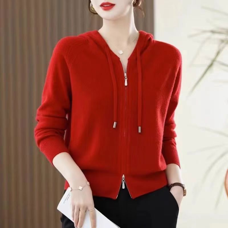 Women's Knitted Hooded Casual Simple Fashion Top