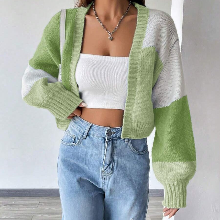 Striped Cardigan Sweater with Long Sleeves