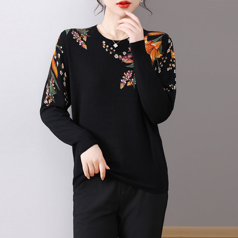 Loose Long Sleeve Knitted Western Style Top – Casual Idle Fashion for Women