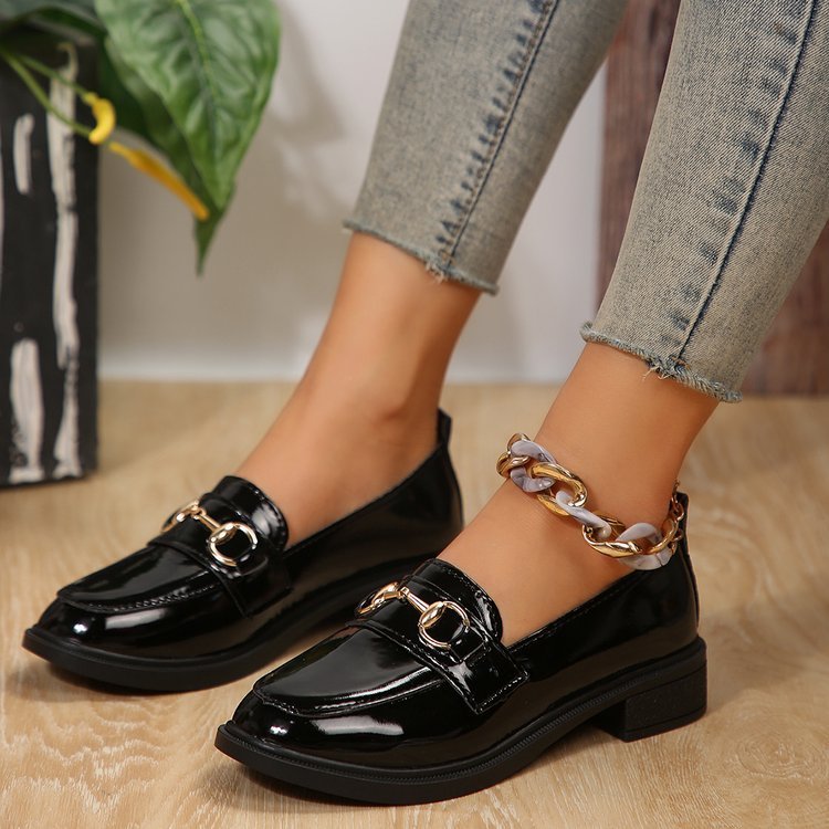 Women's Plus Size British Style Leather Loafers