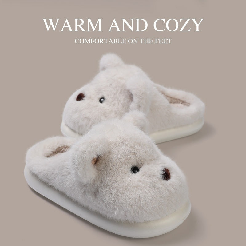 Women's Autumn and Winter Indoor Home Slippers – Plush Cotton, Non-Slip, Platform, and Warm