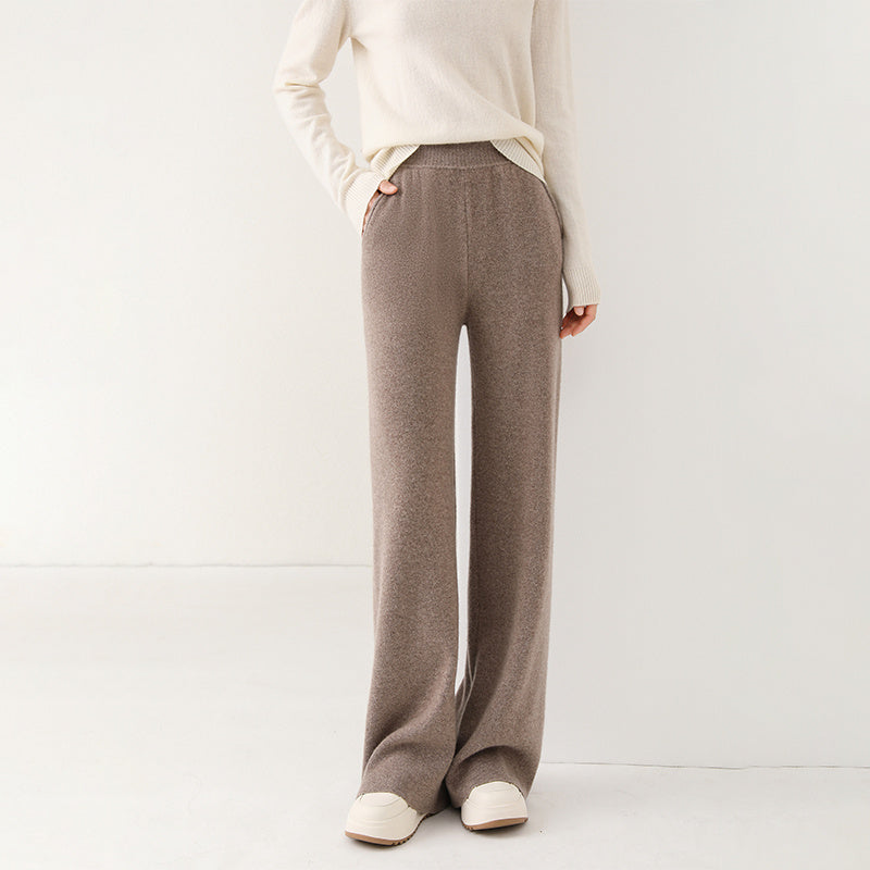 High-Waist Thickened Knitted Mop Trousers – Casual and All-Match