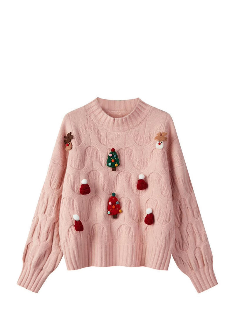 Christmas 3D Decorative Knitwear Top