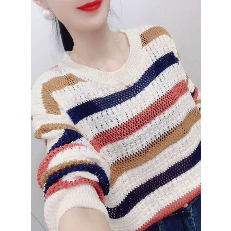 Rainbow Striped Sweater for Women – Spring and Autumn Style