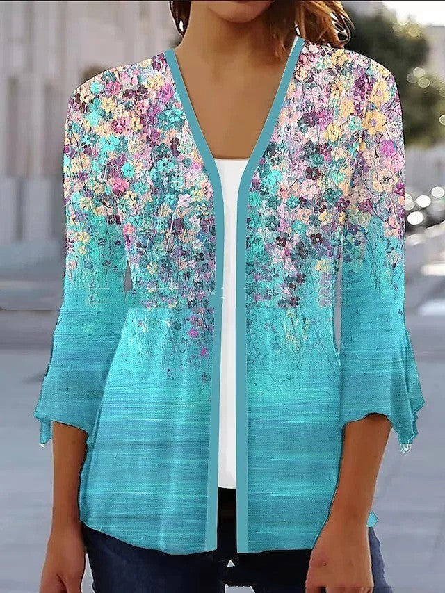 Women's Cardigan Printed T-shirt