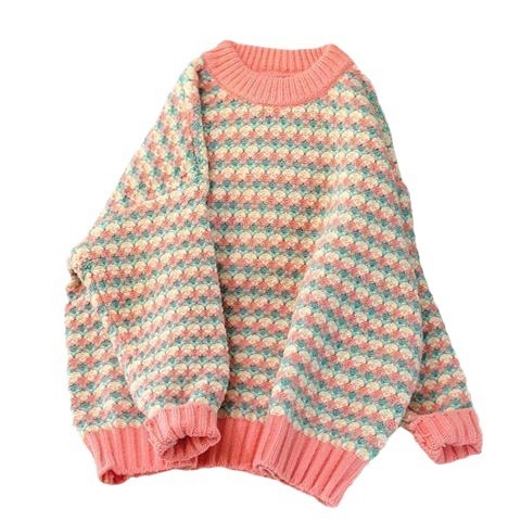 Soft Plaid Coarse Yarn Sweater Loose Fit for Autumn and Winter