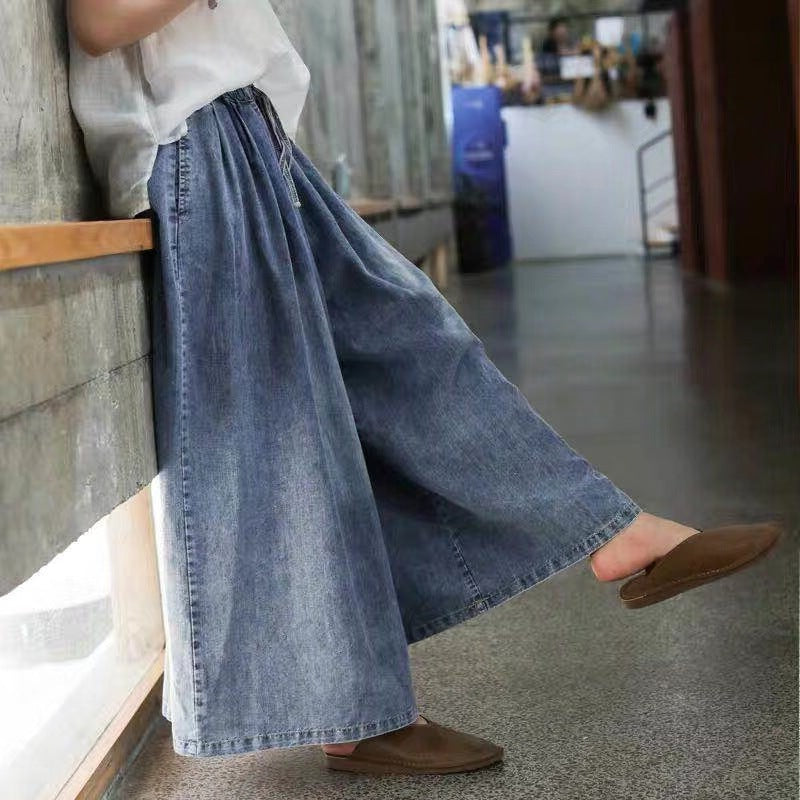 New Women's Wide Leg Slim Fit Short Lantern Jeans