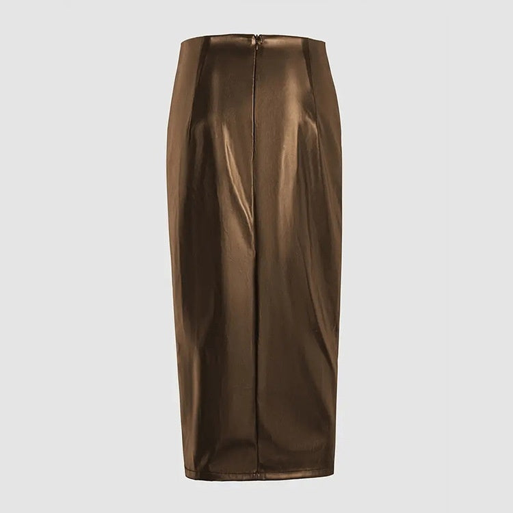 Slim-fit Stylish Unisex Slit Leather Skirt