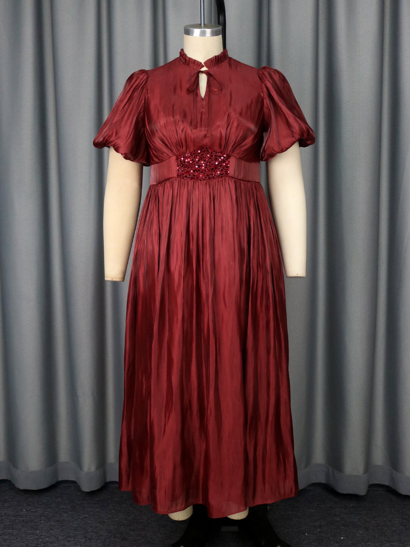 Women's Versatile Non Elastic Lantern Bubble Sleeve Dress