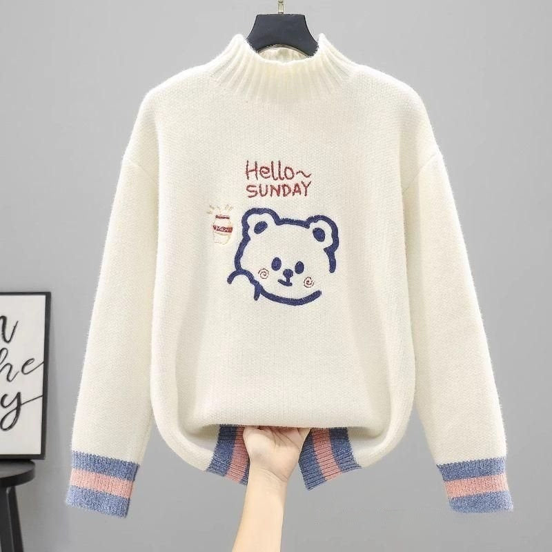 Winter Fleece-Lined Sweater for Girls, Thickened for Warmth