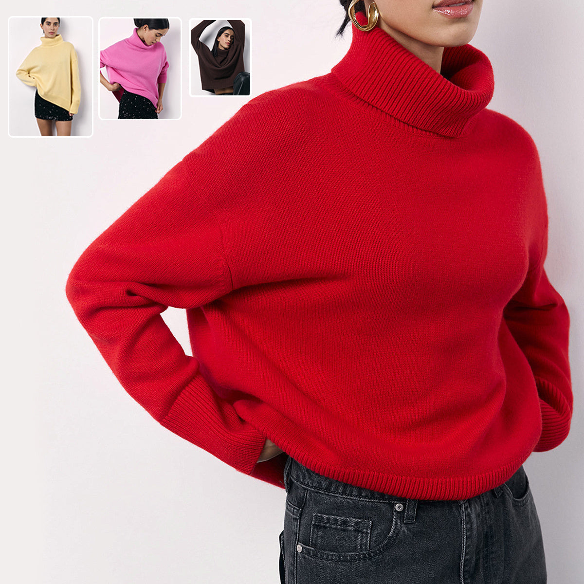 Women's Winter Turtleneck Sweater, Fashionable and Stylish Long Sleeve Knitted Top