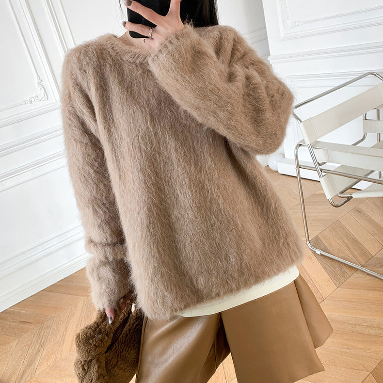 High-End Niche Alpaca Wool Round Neck Sweater