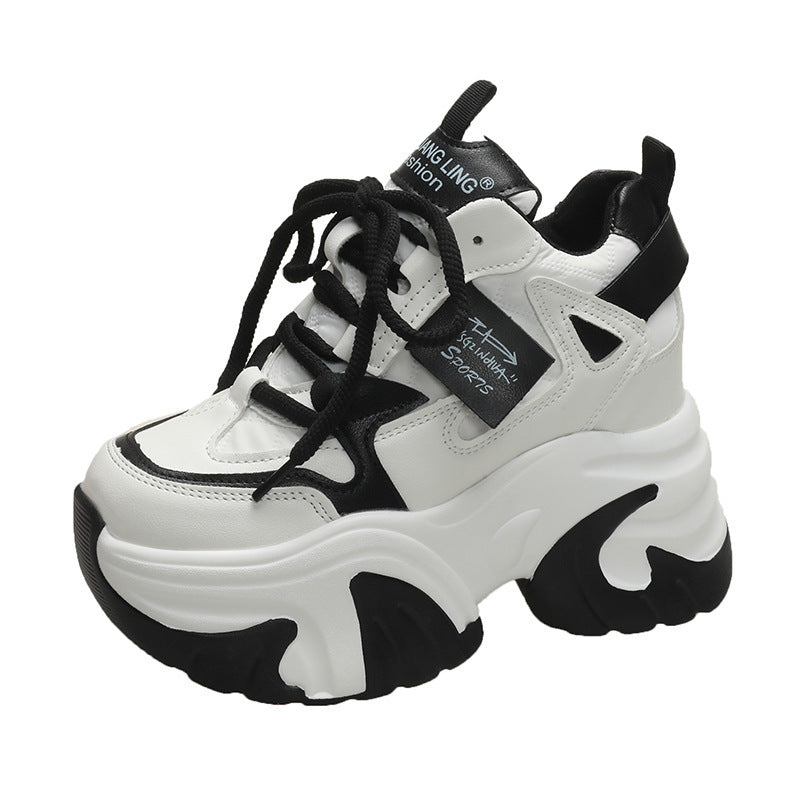 Height-Increasing Insole Fashion Dad Shoes with Cross-Strap, All-Matching Style