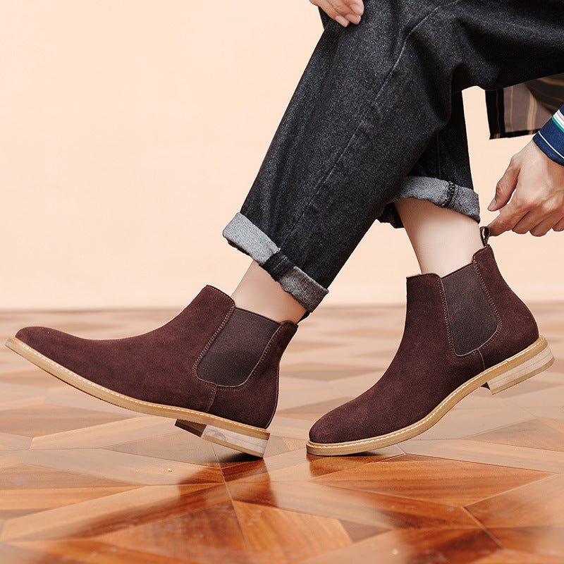 Men's Fashionable Suede Chelsea Boots - Plus Size Slip-On Style