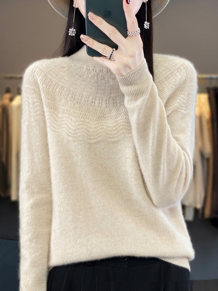 Slimming Half-Turtleneck Wool Knitted Bottoming Shirt