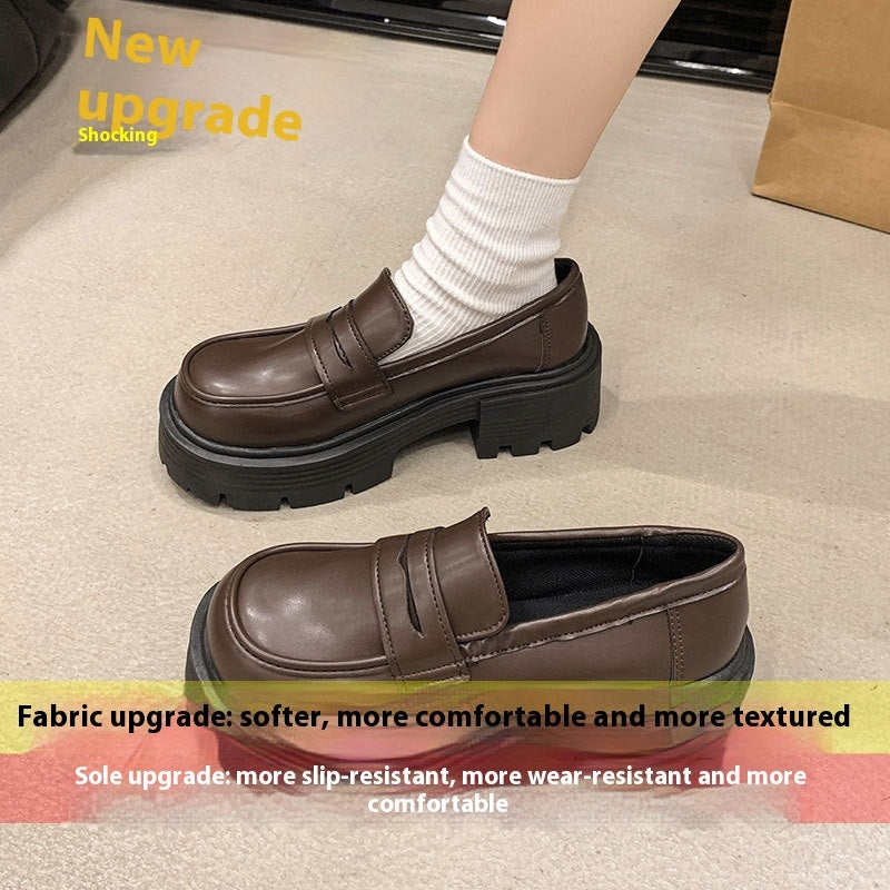 New Autumn Slip-On Round Toe Thick Sole Height-Increasing Shoes