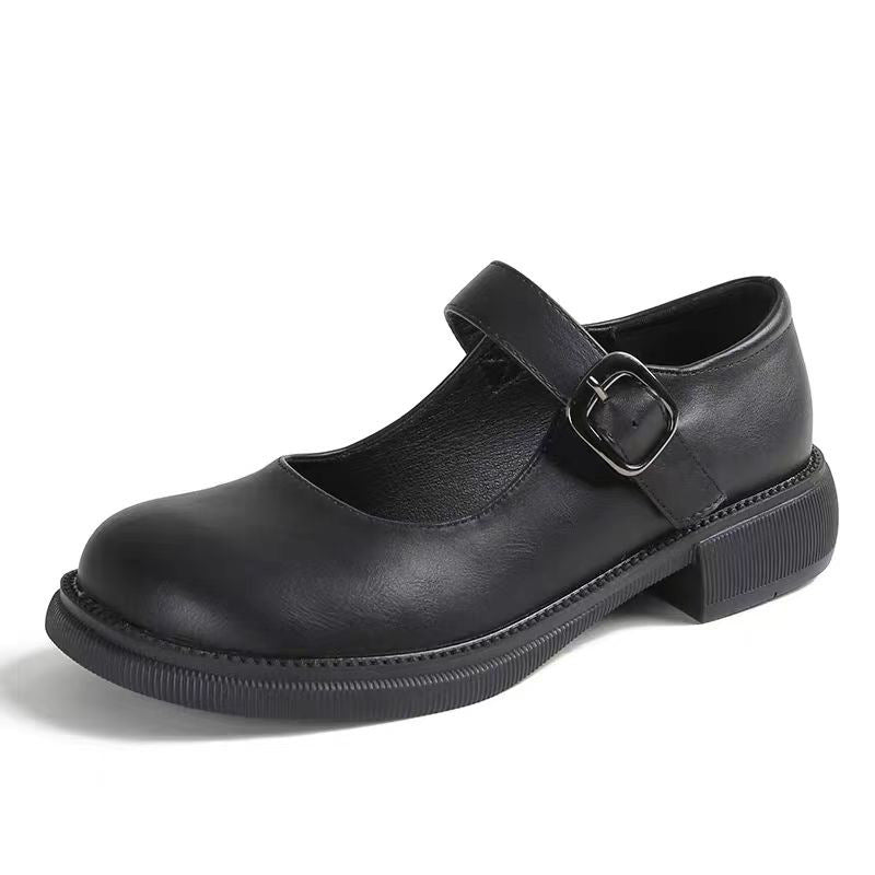 Japanese Style Mary Jane Dress Shoes with Buckle for Middle School Students