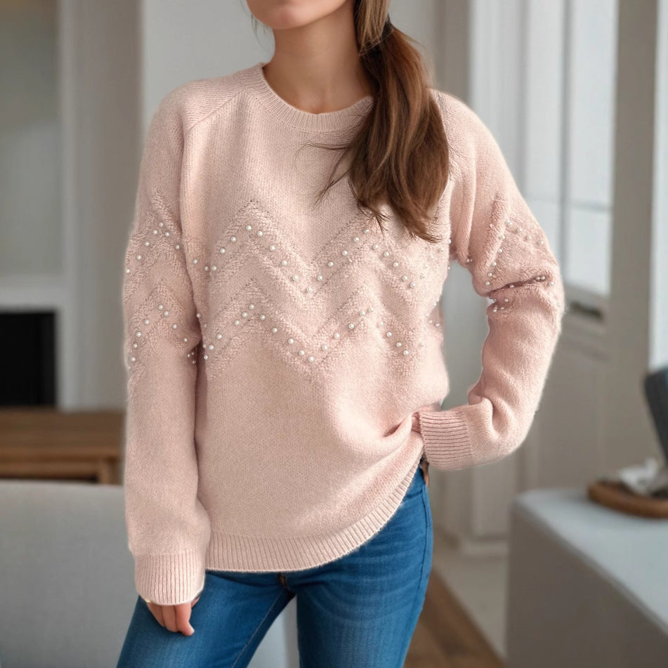 European and American Style Crew Neck Casual Long-Sleeved Sweater