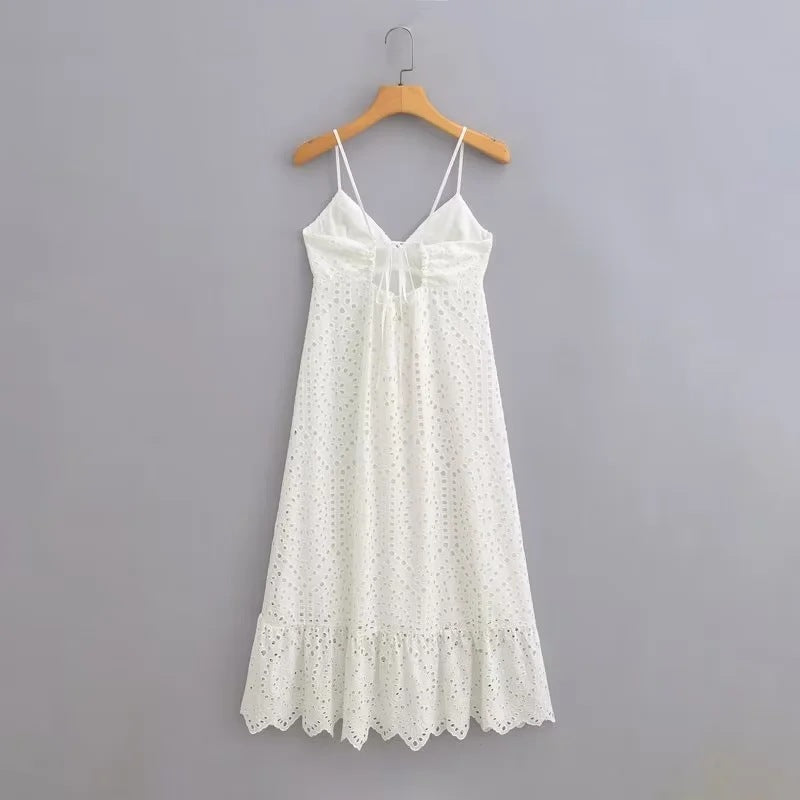 Women's All-Matching Hollow Embroidered Dress