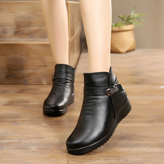 Winter Ankle Boots with Cotton Lining – Flat Design