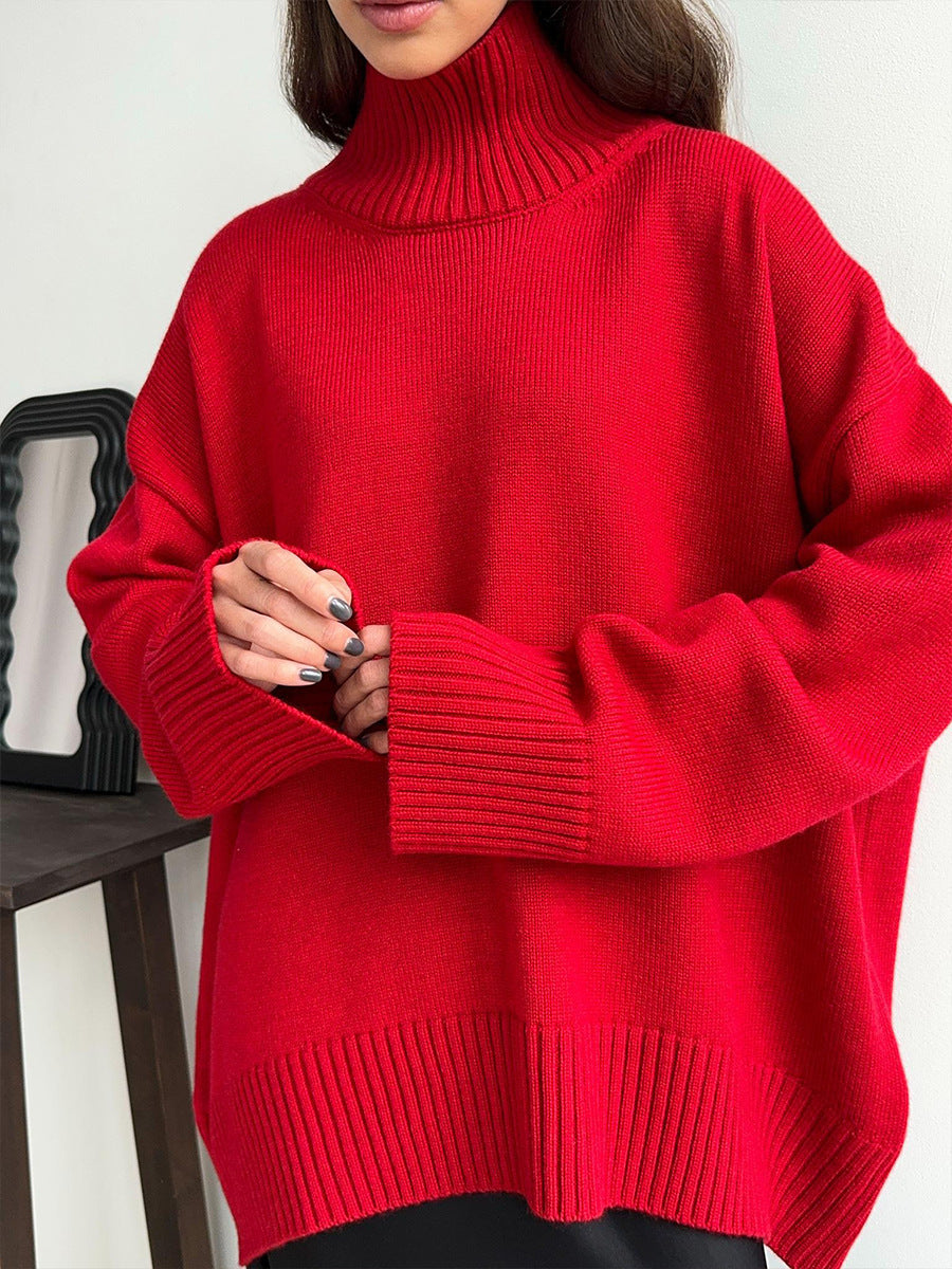 Autumn and Winter Solid Color Loose Turtleneck Sweater