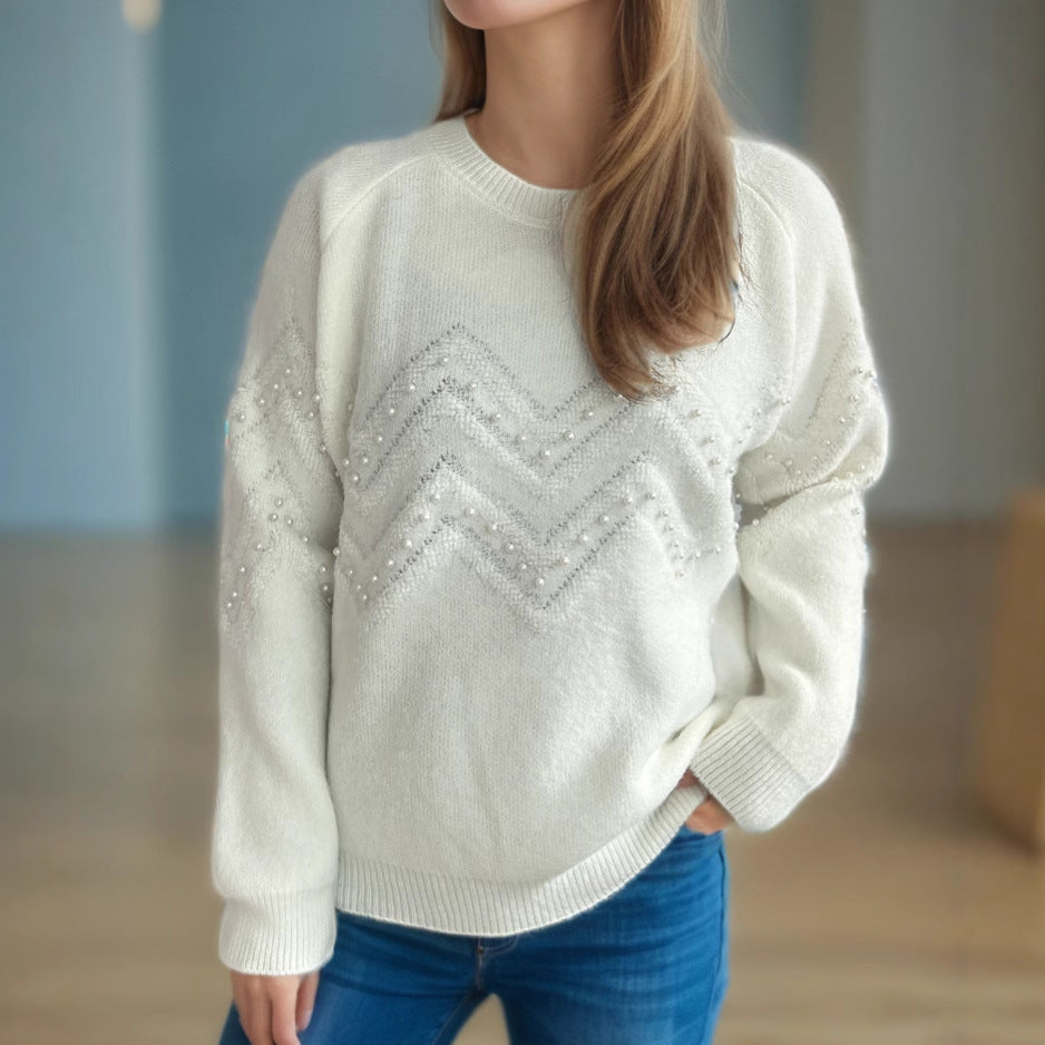 European and American Style Crew Neck Casual Long-Sleeved Sweater