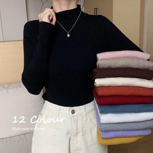 Women's Turtleneck Long-Sleeved Pullover Wool Base Shirt