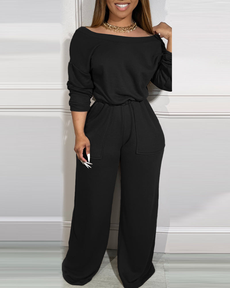 Ladies' Off-Shoulder Waist-Defined Jumpsuit